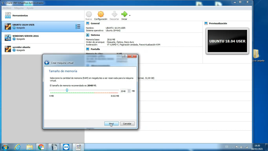 Instalación de Windows en máquina virtual