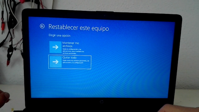 Restablecer de fábrica sistema operativo Windows 10
