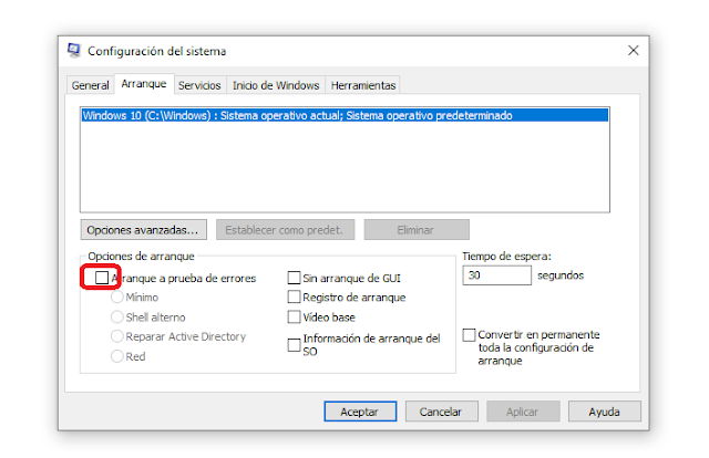 Acceder al modo seguro en Windows 10