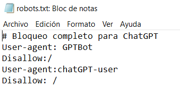 Bloquear a los bots de ChatGPT