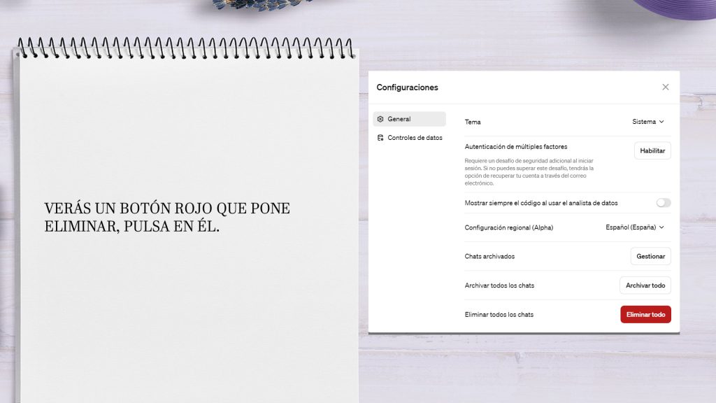 Cómo borrar el historial completo en ChatGPT