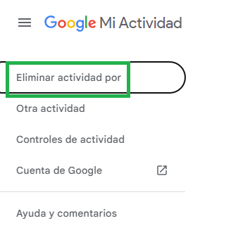 Eliminar toda 'mi actividad' dentro de Google