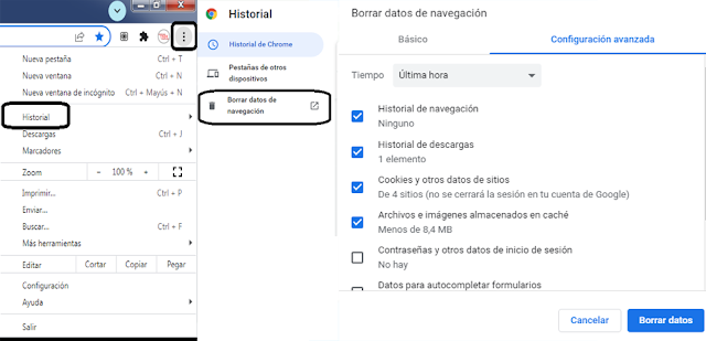Cómo borrar el historial de Google Chrome