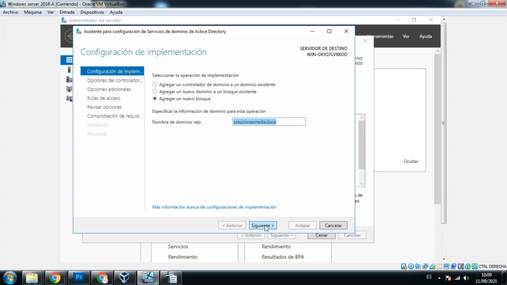 Promover a controlador de dominio en Server 2016