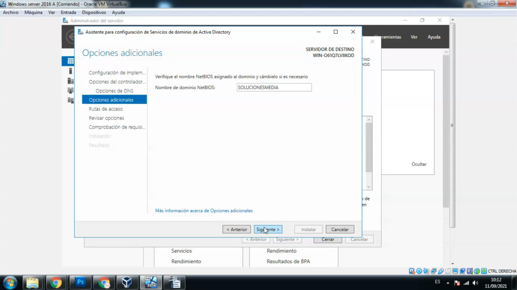 Promover a controlador de dominio en Server 2016
