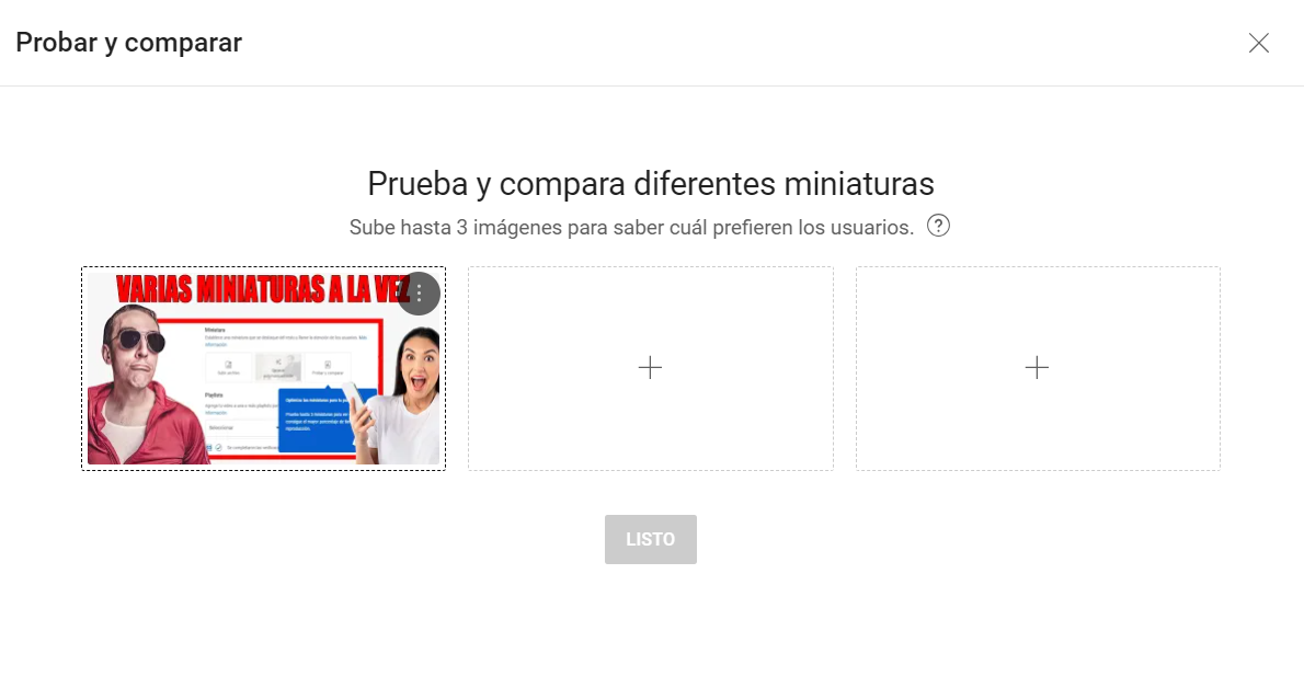 Subir varias miniaturas a la vez a YouTube Studio