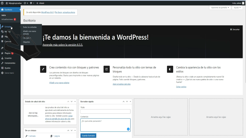 Crear una categoría en WordPress