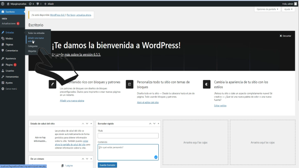 Crear una categoría en WordPress