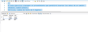 Creación de un procedimiento almacenado para insertar datos en la tabla camión<div class=