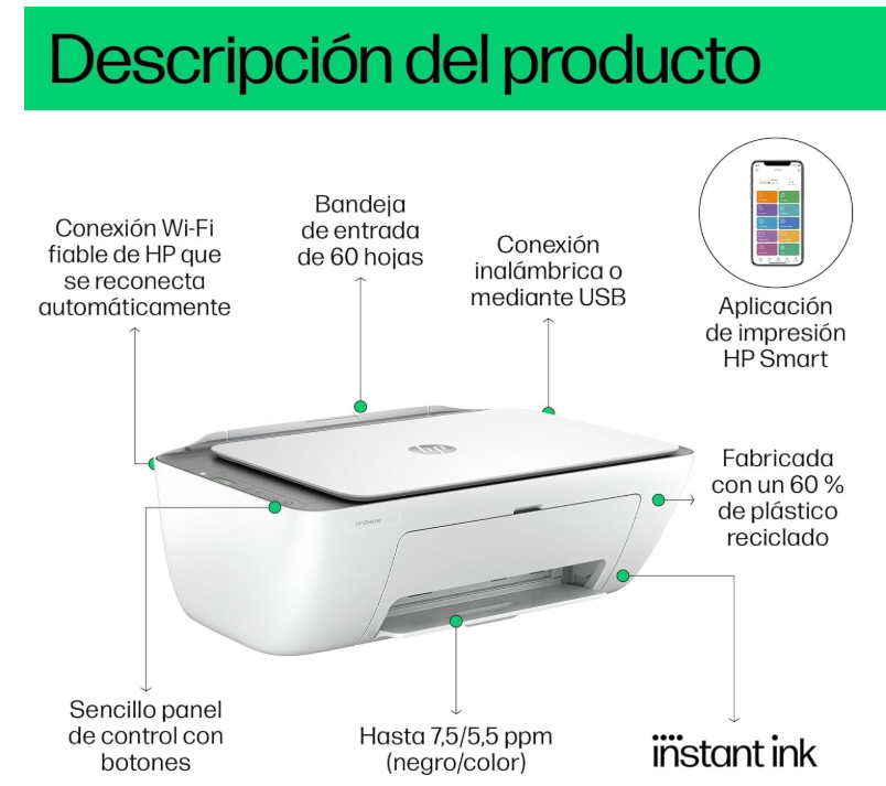 HP DeskJet 2820e: Impresora multifunción Wi-Fi con HP+ y oferta en Amazon
