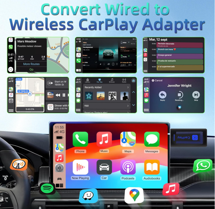 Adaptador inalámbrico CarPlay Alltolink 2025 – Convierte tu CarPlay con cable en inalámbrico (Amazon)