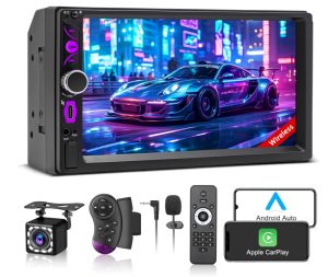 Radio de Coche con Pantalla de 7”, Cámara Trasera y Control por Voz<div class=
