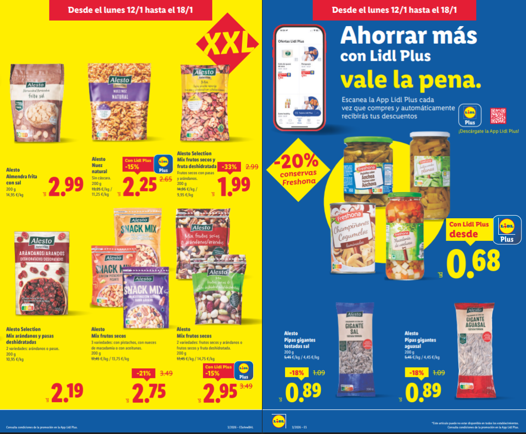 Nuevo catálogo LIDL alimentación: ofertas del lunes 12/1 al 18/1