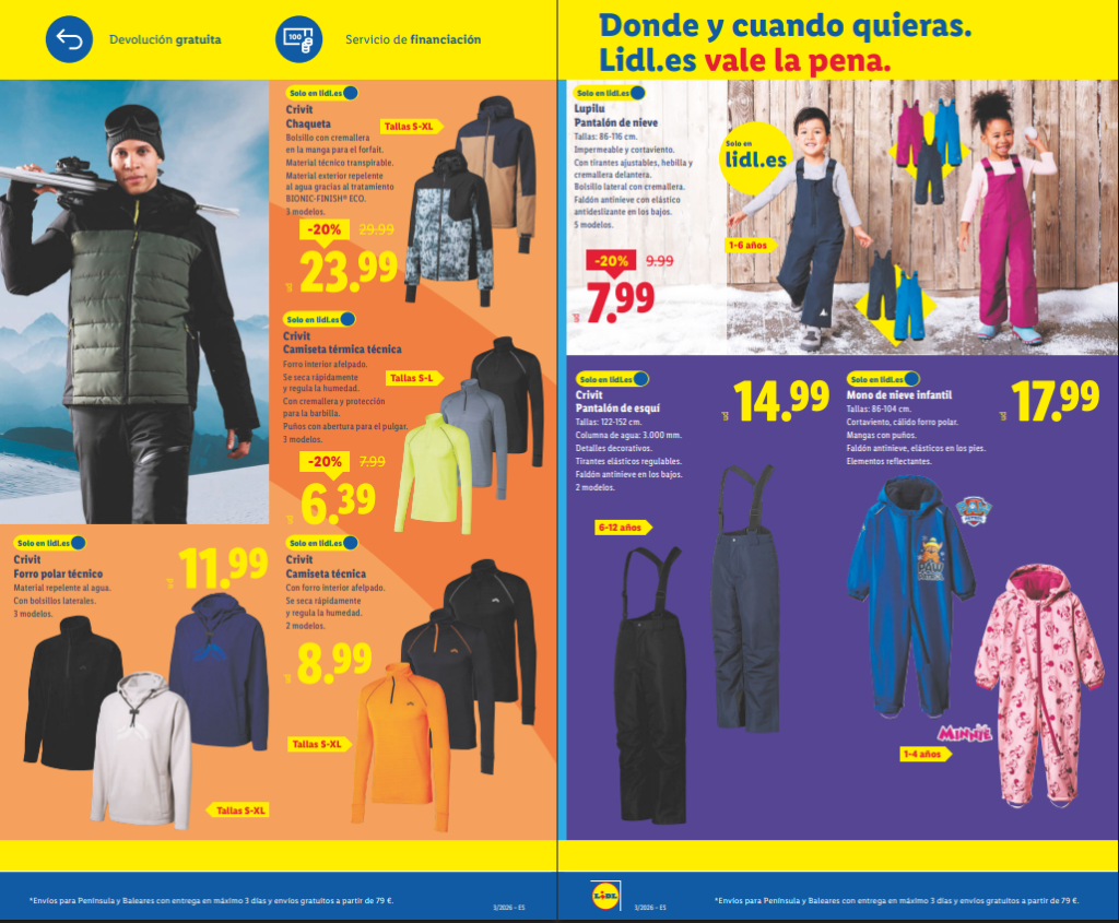 Bazar LIDL especial esquí e invierno: desde el viernes 16 de enero